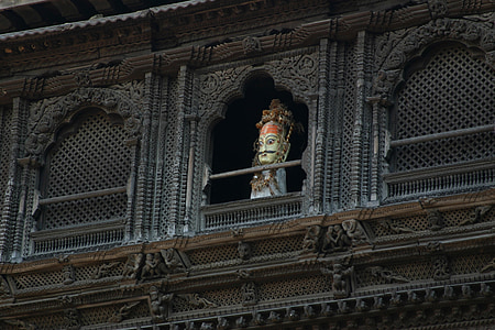 尼泊尔, 雕像, 窗口, 寺, 神圣, 宗教