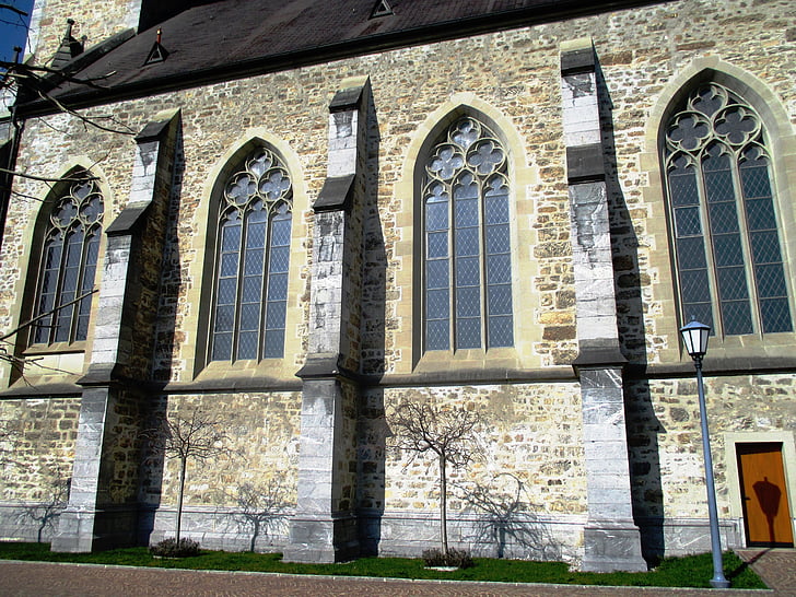 Principado de liechtenstein, Igreja de st florin, arquitetura, fachada, janela, Vaduz