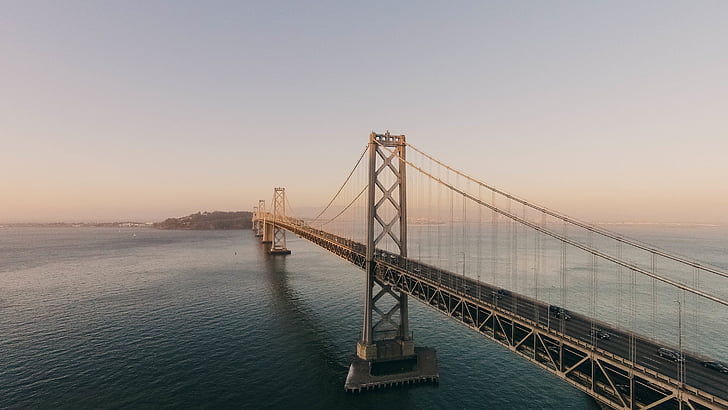 Bay bridge, híd, folyó, San francisco, San Francisco-Oakland Bay Bridge, függőhíd