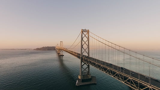 ベイブリッジ, ブリッジ, 川, サンフランシスコ, San サンフランシスコ-オークランドベイ ブリッジ, 吊り橋