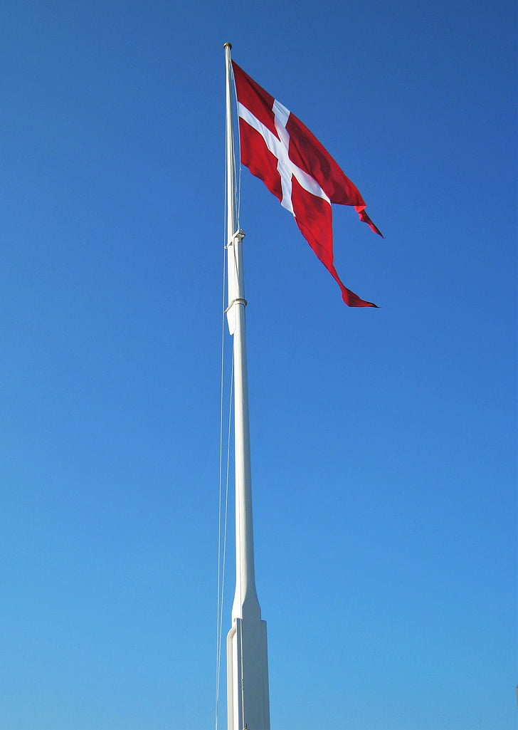 Датското знаме, пилона, geflaggt, Дания, Датски, флаг, флаг национален