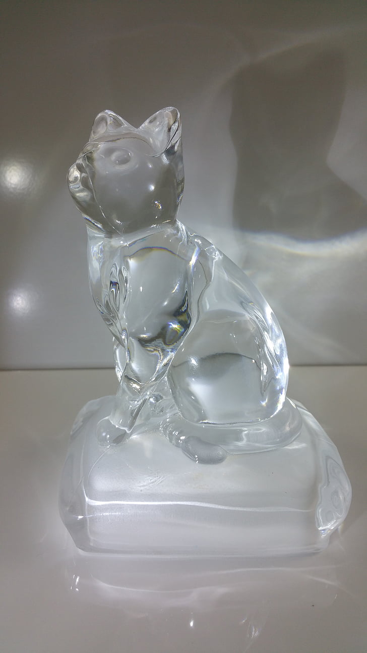 cat, glass, crystal, figure