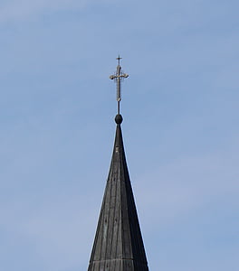 Torre, campanario, Cruz, cristiano, cielo, azul, Iglesia del castillo