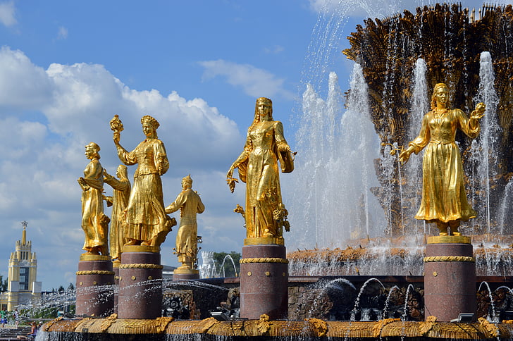 peoples' friendship fountain, enea, the ussr, the soviet union, architecture, moscow, russia
