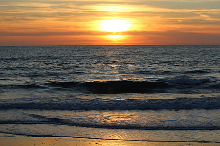 Słońce, zachód słońca, morze, Natura, niebo, horyzont, Ocean