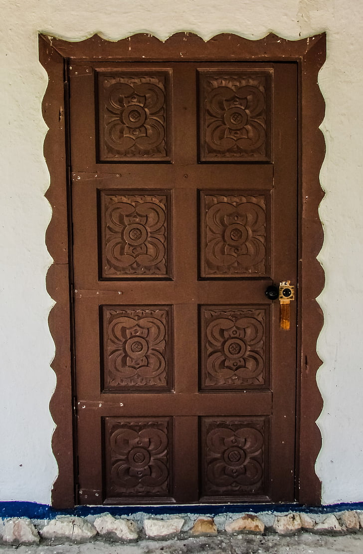 porta, tradicional, Moldava, de madeira, porta da frente, casa, entrada