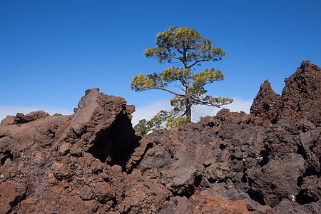 lava, batu lava, bidang lava, batu-batu, Lunar lansekap, Tenerife, Teide