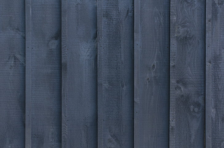 azul, cerca de, pared, tablones de madera, madera