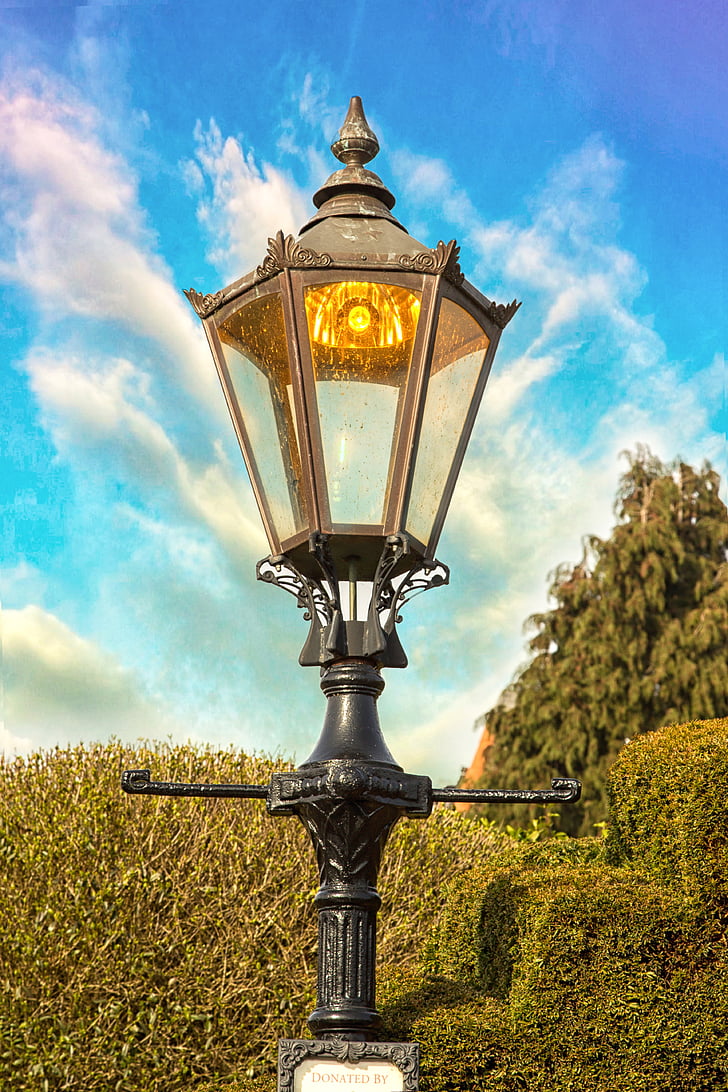Street lampe, Tudor, Shakespeare, arkitektur, konstruert, gamle, gamle