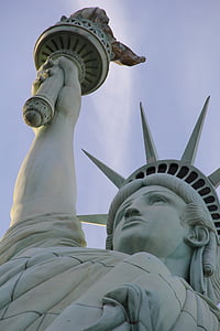 Статуята, Либърти, през деня, град, Статуята на свободата, Свобода, статуята, САЩ, дом