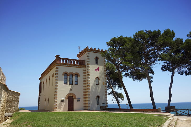 spain, building, sea, summer, catalonia, church, architecture