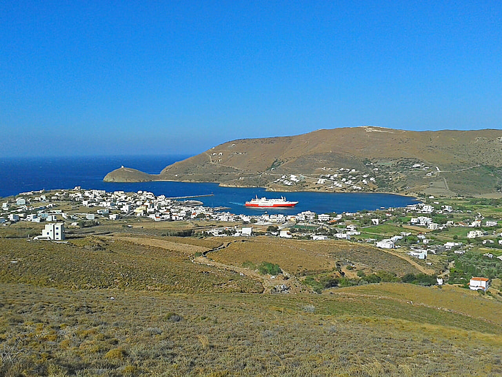 hamn, färja, färja, fartyg, ön, hamnstad, Grekland