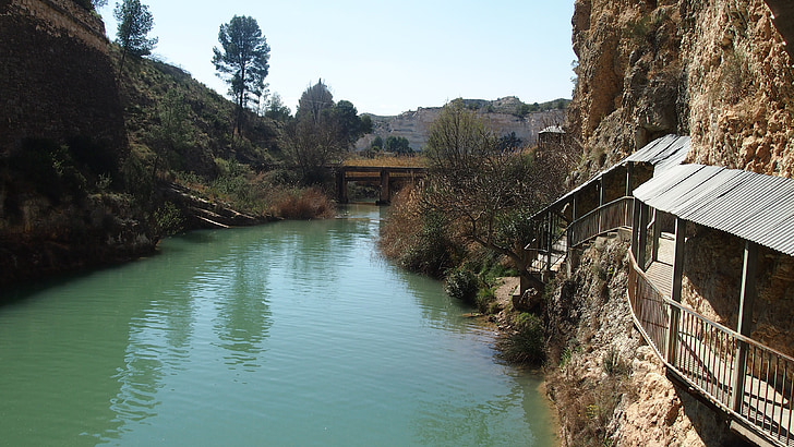 floden, metall catwalk, Hellín, kanon almadenes, vandring, naturen
