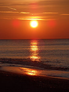 Sunset, Beach, Sea, Õhtune taevas, abendstimmung, Afterglow