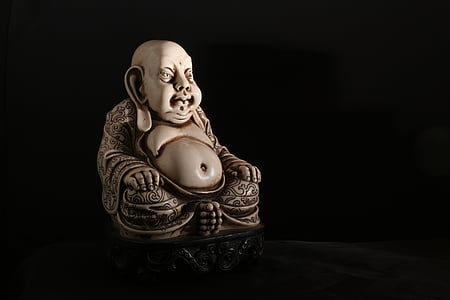 photo, white, grey, budai, figurine, Buddha, Buddhism