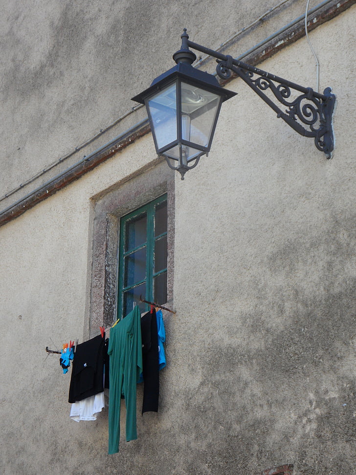 Μεσογειακή, πρόσοψη, Φανάρι, λάμπα του δρόμου, Αρχική σελίδα, παράθυρο, πλυντήριο ρούχων