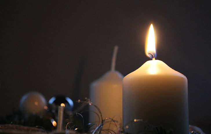 lumânare, lumina, flacără, Crăciun, apariţia, la lumina lumânărilor, motiv de Crăciun