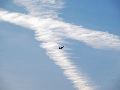 zraka, oblaki, luftkreuz, nebo, letala, letenje, modra