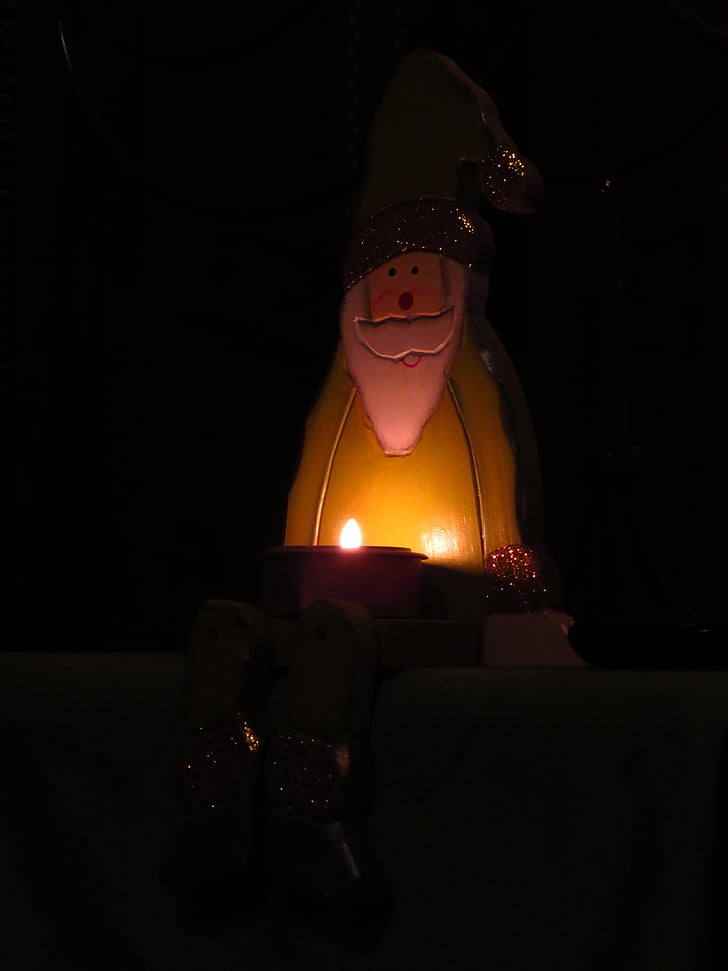 Pare Noel, il·luminat, sembla, temps de Nadal, llum de les espelmes, tealight