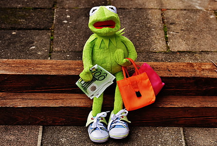 shopping, Kermit, penge, euro, indkøbsposer, tasker, Sport