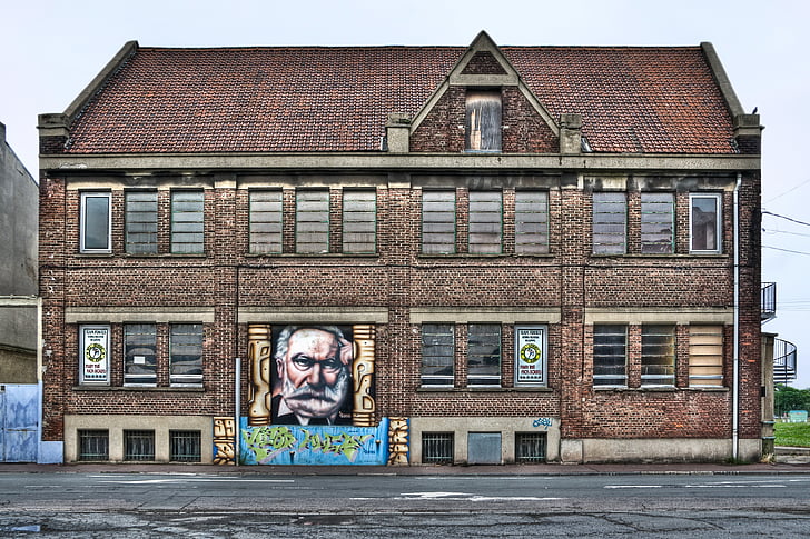edificio abandonado, etiqueta, Victor hugo, HDR, arquitectura, antiguo, calle