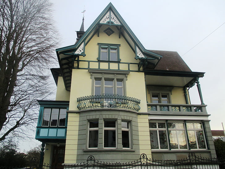 arkitektur, hjem, art nouveau, bygning, historisk set, amriswil, Schweiz