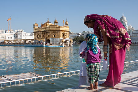 Indien, Amritsar, gyllene templet, amristar, kulturer, personer, resor