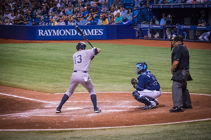 baseball, Alex rodriguez, a-rod, Yankees, sur la base, Tropicana field, Baie de Tampa