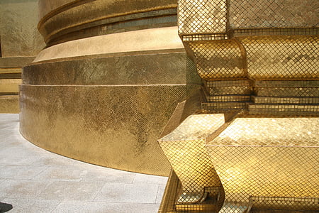guld, templet, Thai, utanför, mönster, religion, thailändska tempel