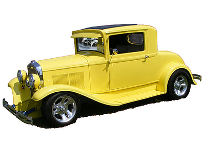 samochód, Plymouth coupe, Plymouth, żółty, 1930, Coupe, Vintage