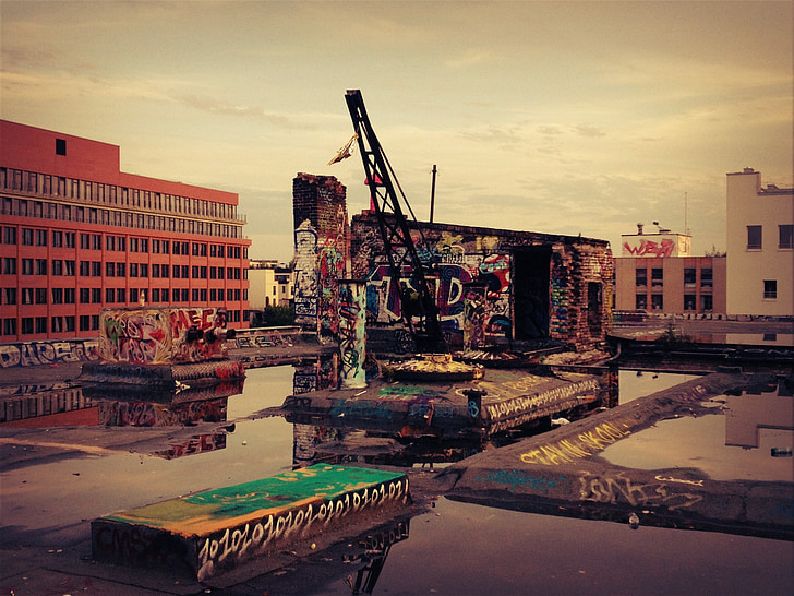 Berlín, opustené, staré, Architektúra, budova, História, Grunge