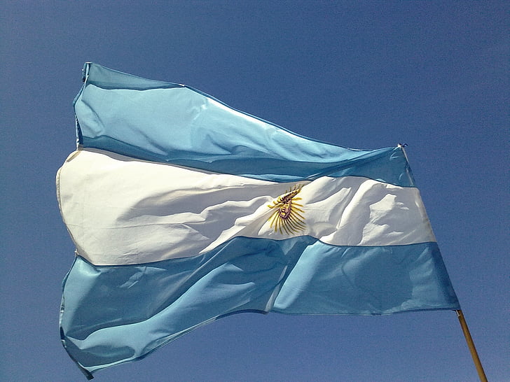 Argentina flagga, Argentina, flagga, land, nation, nationella, ljusblå och vit