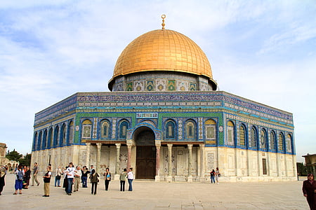 a szikla mecset kupolája, templom-hegy, Jeruzsálem, Izrael, óváros, Allah, ima