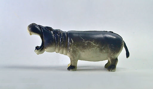 hipopótamo, brinquedo, ícone de, fauna, selvagem, um, preto