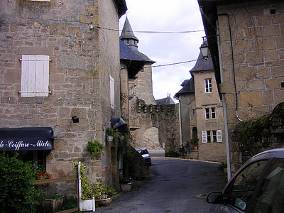 Francia, casas del francés, aldea, antiguo, Francés, persianas, arquitectura