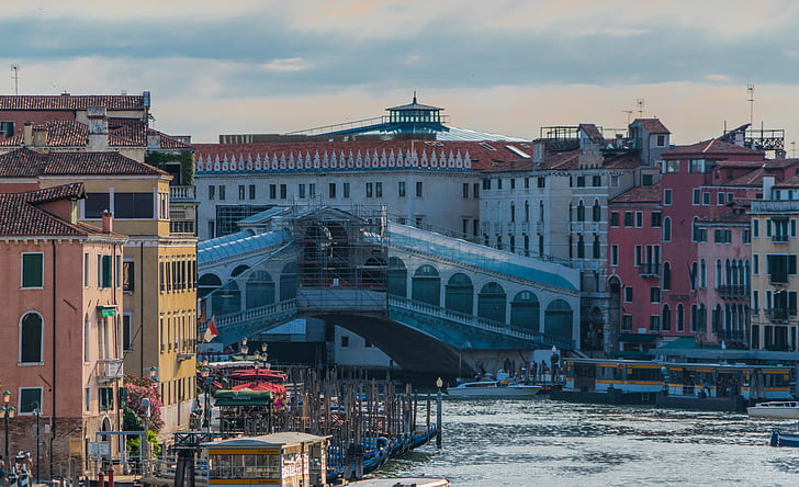 Wenecja, Włochy, Most Rialto, Budowa, Grand canal, Europy, podróży
