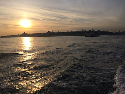 pilsēta, Istanbul, gaisma, saulriets, daba, ūdens, upes