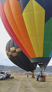 bublina, Horkovzdušný balónem, Horkovzdušný balón, barevné, začátek, nadzvednutí