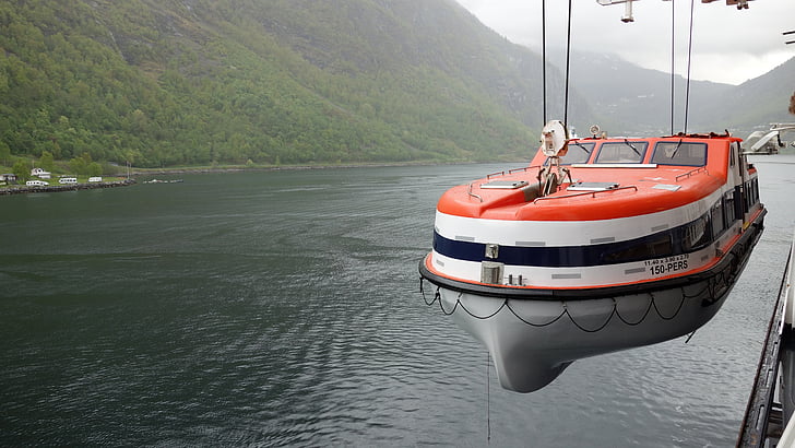 lifeboat, water, safety, boat, orange