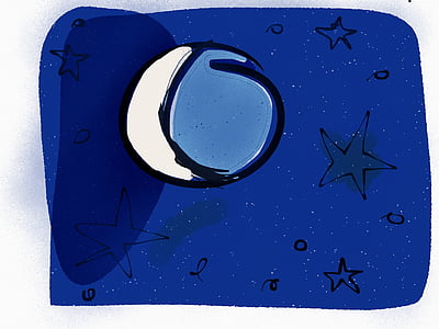 Luna, Lunar, notte, Foto notturne, stelle, stellato, blu