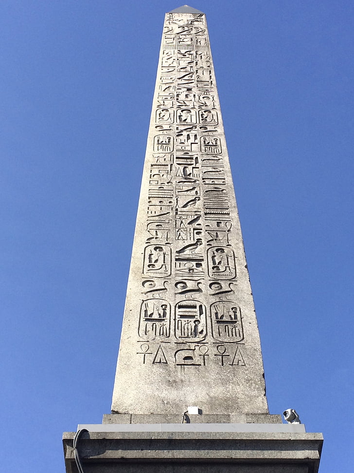 Obelisk, sieraad, Place de la concorde, Parijs, steen, grijs