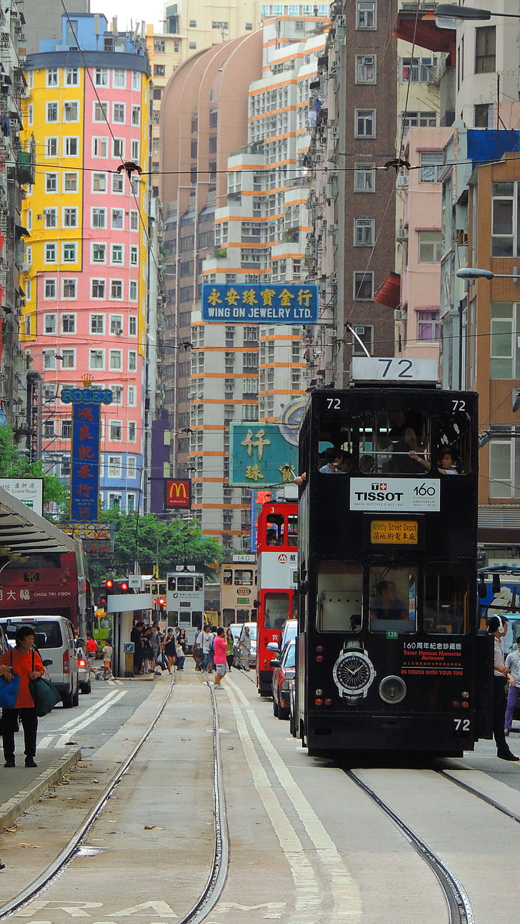 Hongkong, tram, tramlijn, Toerisme, toeristische, HK, moderne