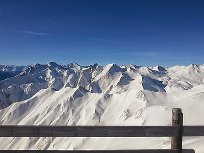 dingin, pegunungan, pegunungan, langit, salju, putih, domain publik foto