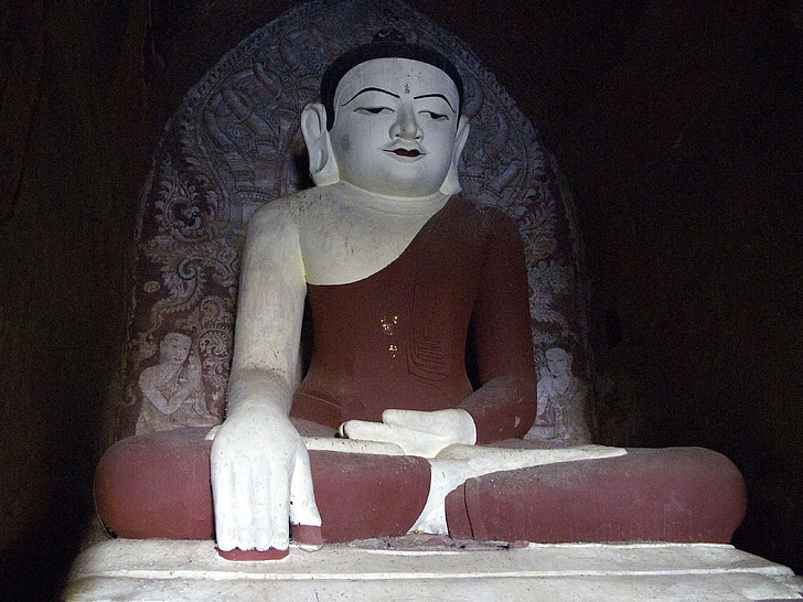 Buddha, röd, Burma, Bagan, buddhismen, staty, religion