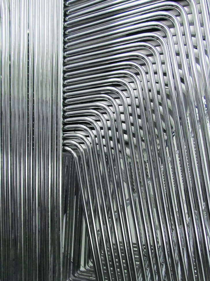 abstract, stacked chairs, metal, silver, chair, design, pattern