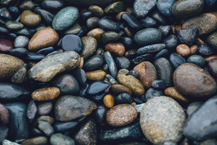 pebbles, rocks, stones, wet, pebble, large group of objects, nature