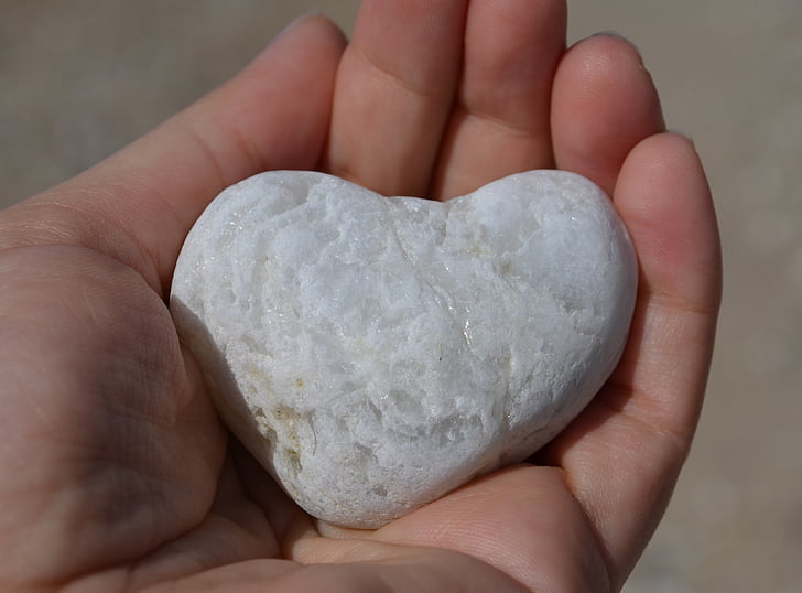 srce, kamena, ruku, ljubav, oblik, sklad, dati