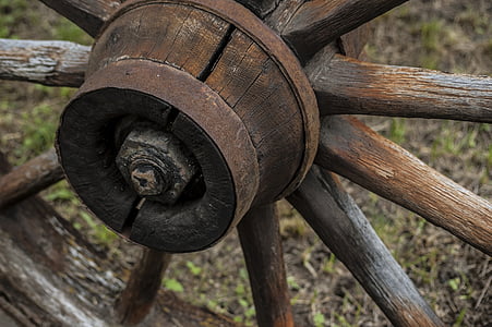 wooden, wheel, wagon, old, wood, vintage, antique