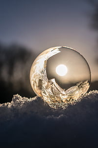 soap bubble, frozen, frozen bubble, winter, eiskristalle, wintry, cold