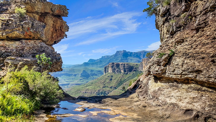 Drakensberg, real, nacional, Parque, montaña, formación rocosa, naturaleza